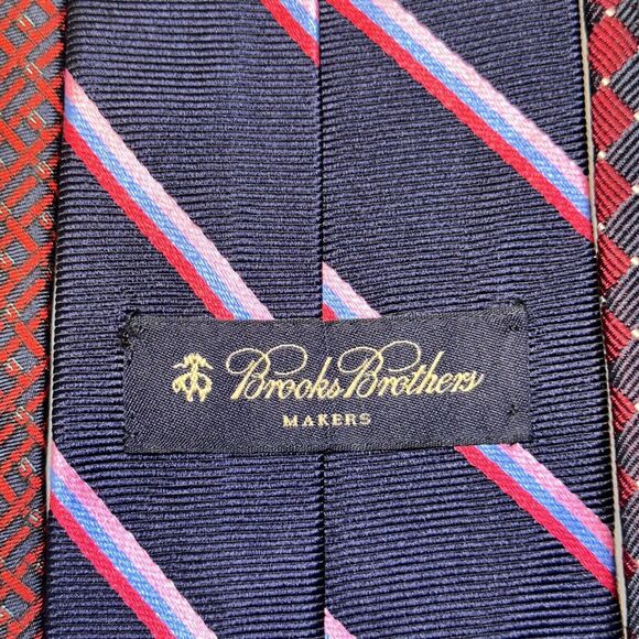 3 Brooks Brothers Makers Blue/Red Micro Geometric Striped Men's Tie 100% Silk - Picture 4 of 9